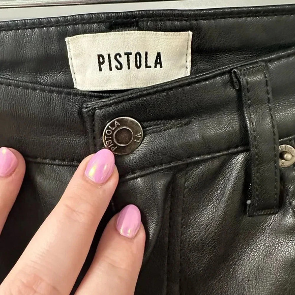 PISTOLA Faux Leather Pants Aline High Rise Skinny in Onyx Size 25 - Picture 6 of 7